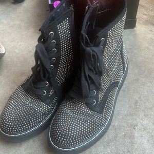 Madden Girl Rhinestone Combat Boots